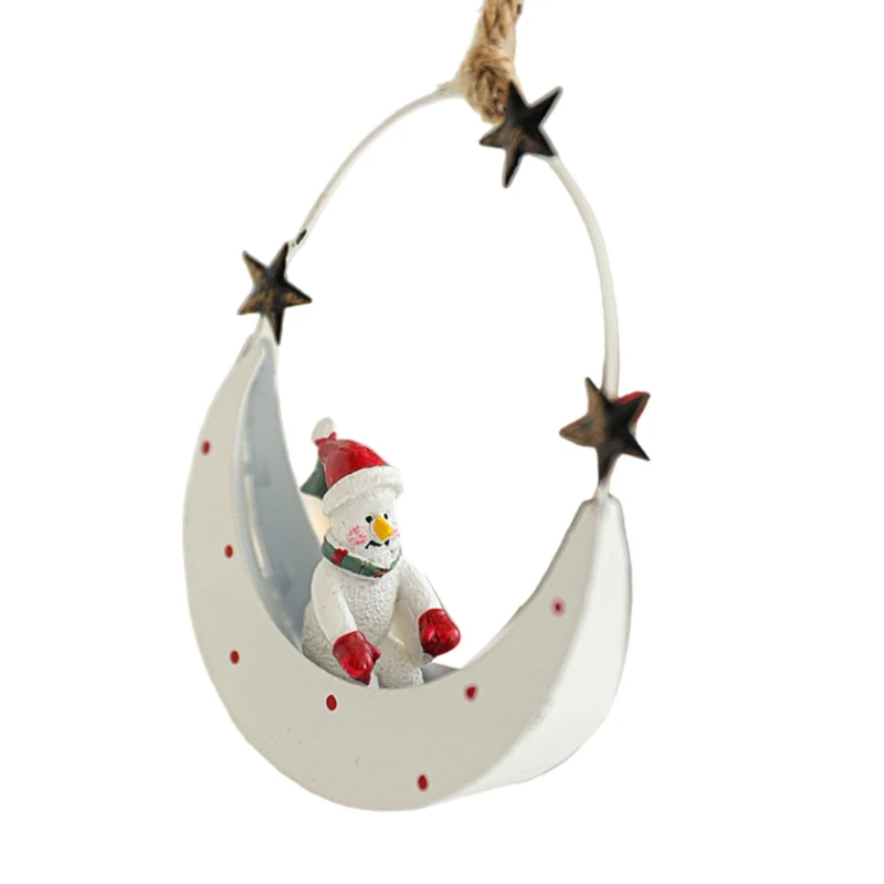 Delicate Christmas Iron Art Hanging Ornament Stylish Moon Boat Iron Christmas Hanging Ornament in Various Color