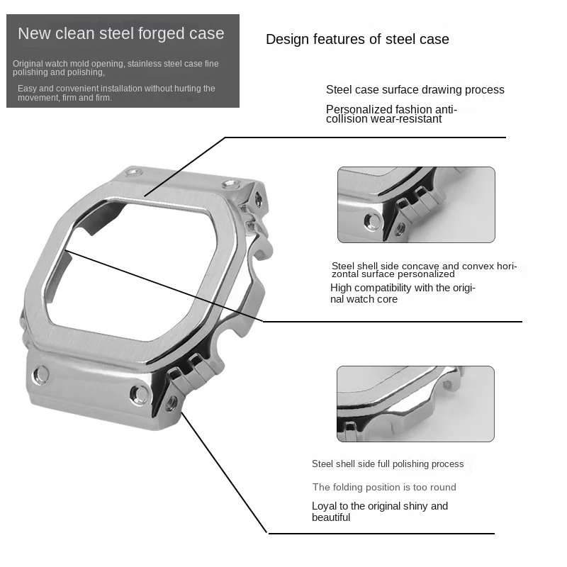 Stainless steel suit For Casio G-SHOCK metal Bezel case strap For DW5600 GW-M5610 GW-B5600 GWM5610 Modified cool style watchband