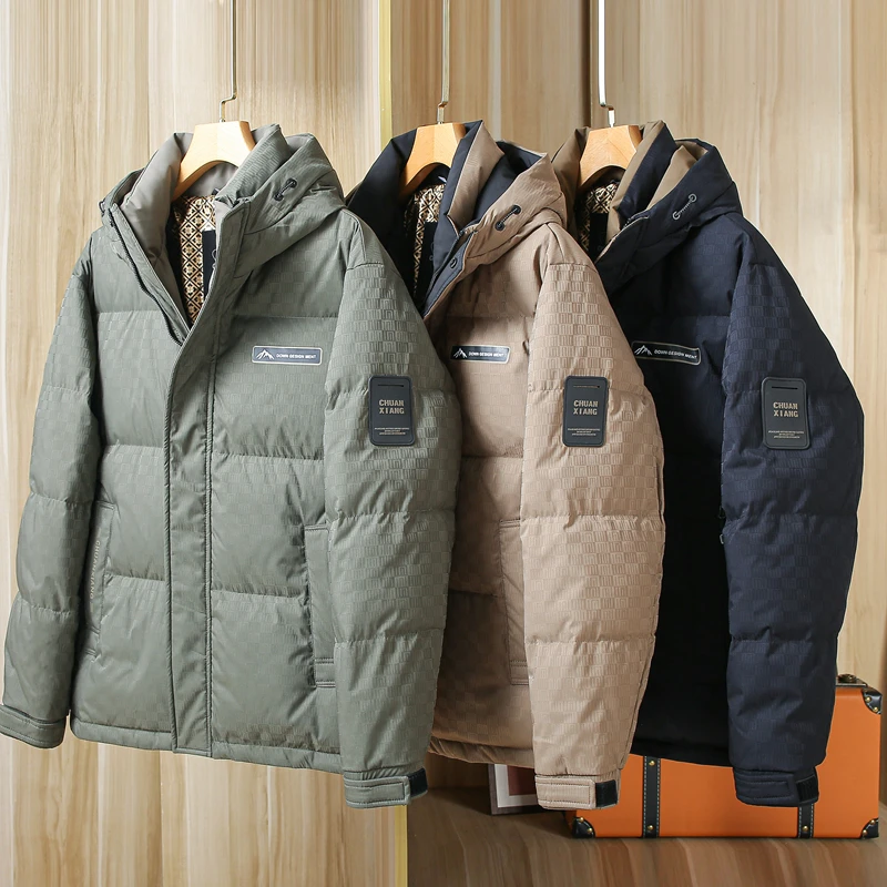 

Thermal Reflective aphene down Jaet Youth Faion Urban Sle Du Feather 85% Polyester Fiber Thiened Hat with Hat Warmth