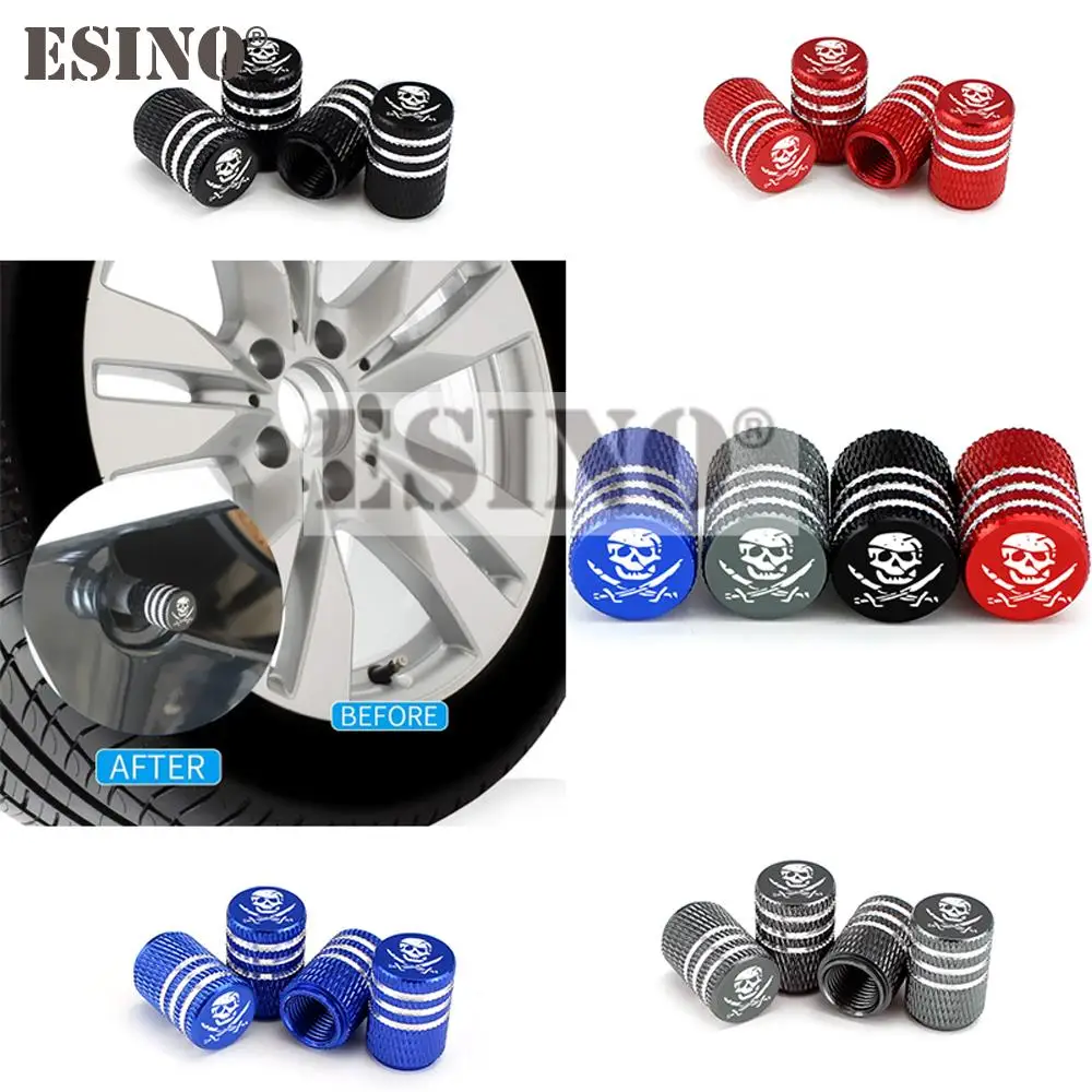 

4 x Car Styling Aluminum Alloy Funny Pirate Skull Wheel Tire Valve Caps Wheel Tire Valves Tyre Stem Air Caps Airtight Covers