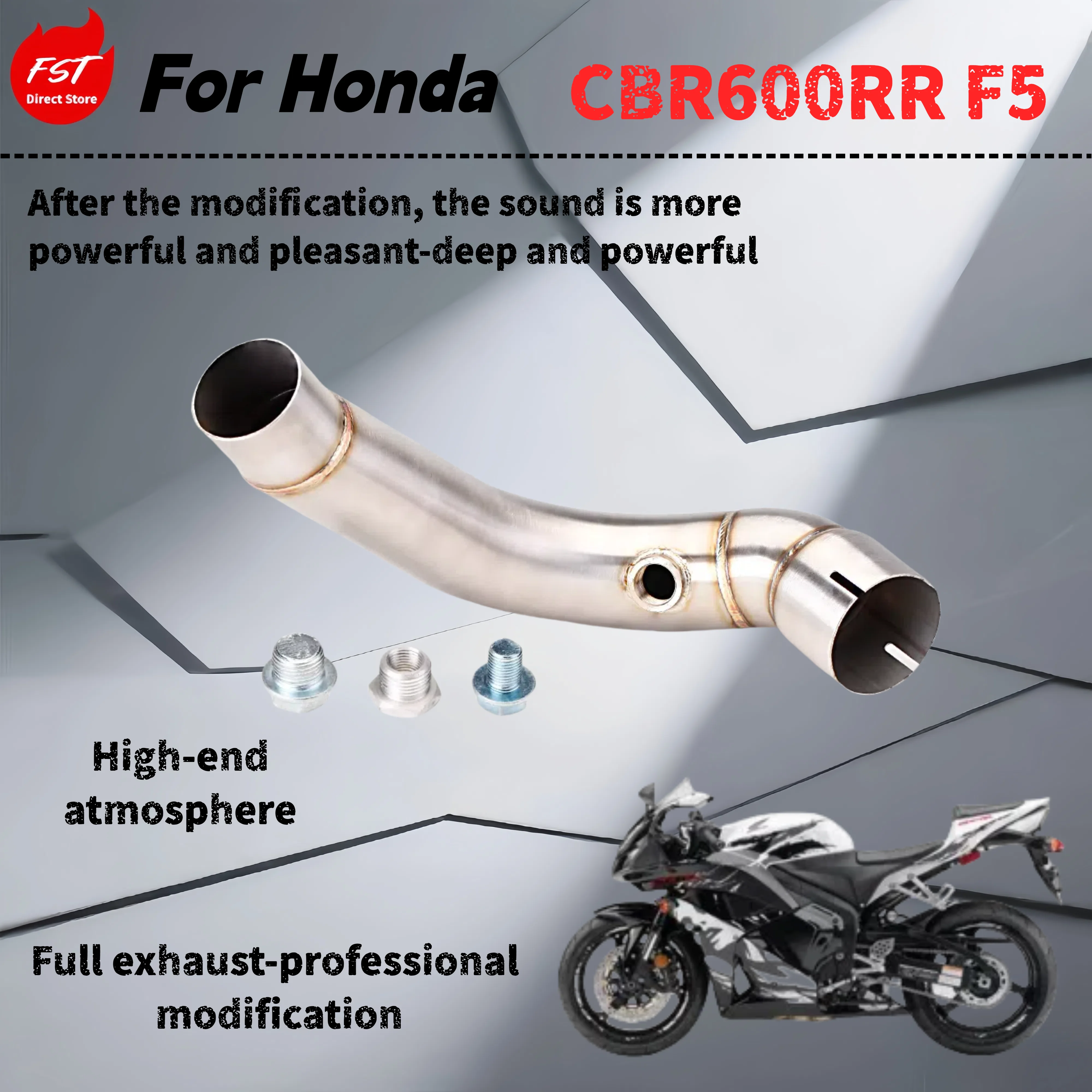 

For Honda CBR600RR/F5-Modified mid-section exhaust pipe-the sound is deep, rich and powerful