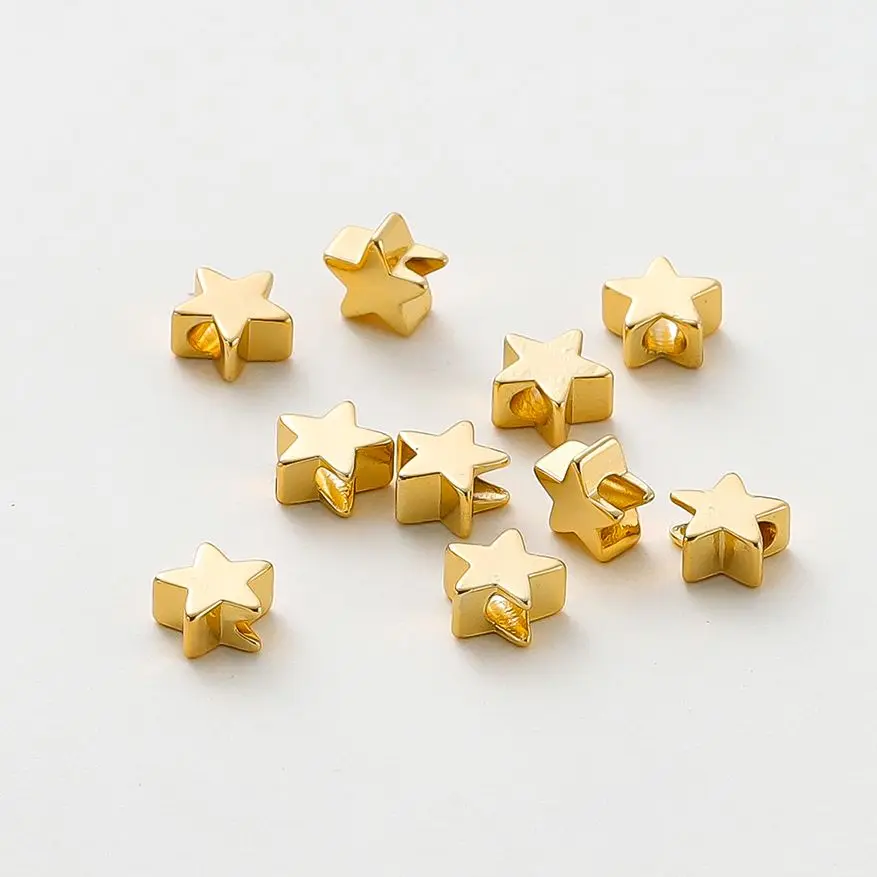 

20pcs/lot 14K/18K Gold Color Plated Star Shape Beads Bracelet Spacer Beads for DIY Jewelry Necklace Decorate Making Supplies