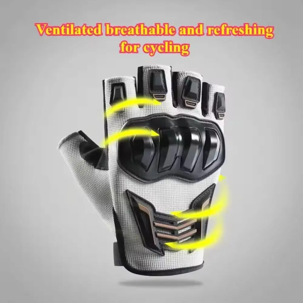 Halbfinger-Handschuhe für Herren, Outdoor-Schutzhandschuhe, Sport, verschleißfest, Motorrad- und Fahrradhandschuhe – Detail 5