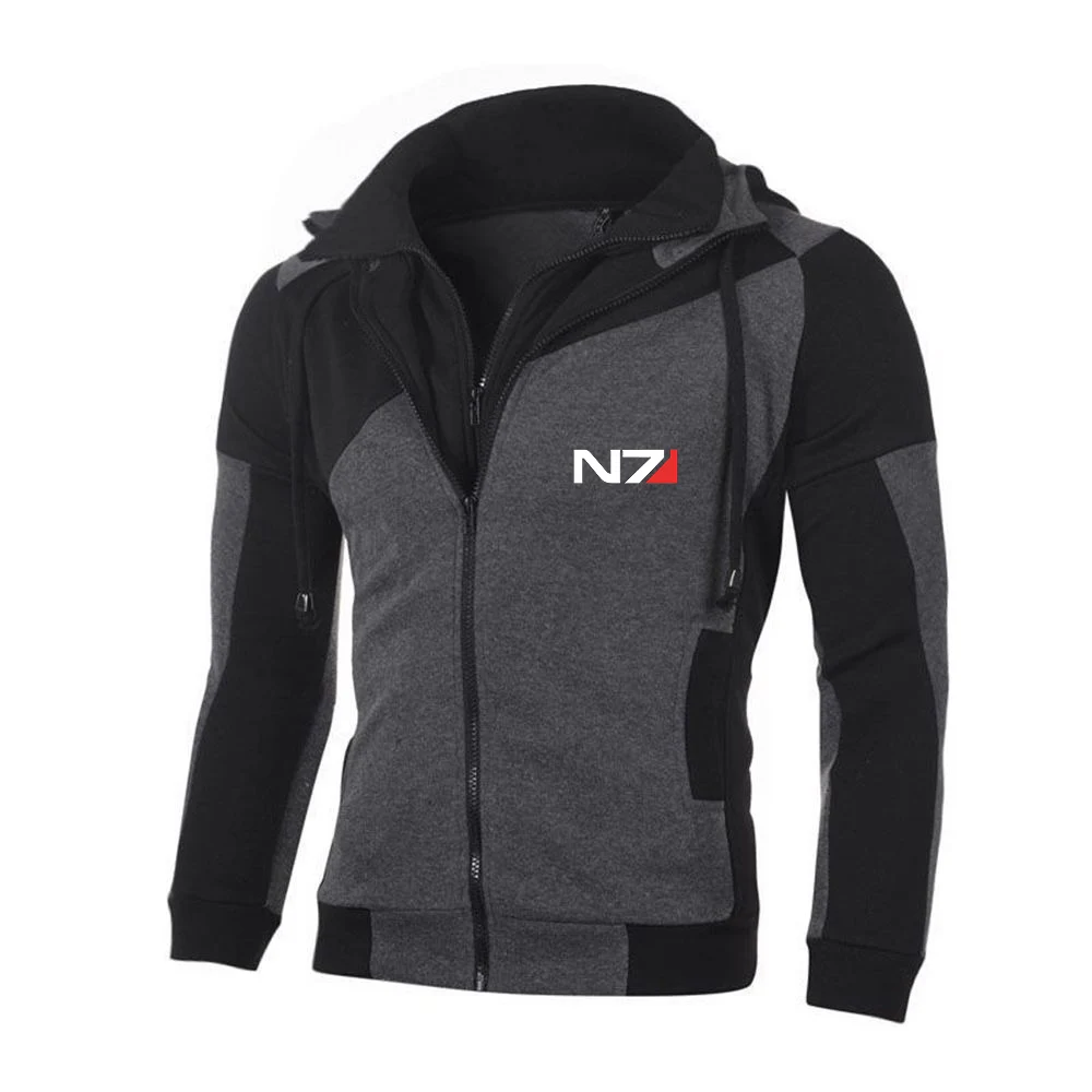 2025 Mass Effect N7 Logo Cardigan Coat High Street Sweatshirt Spring And Autumn Man's High Quality Jacket Print Zipper Hoodies view 3