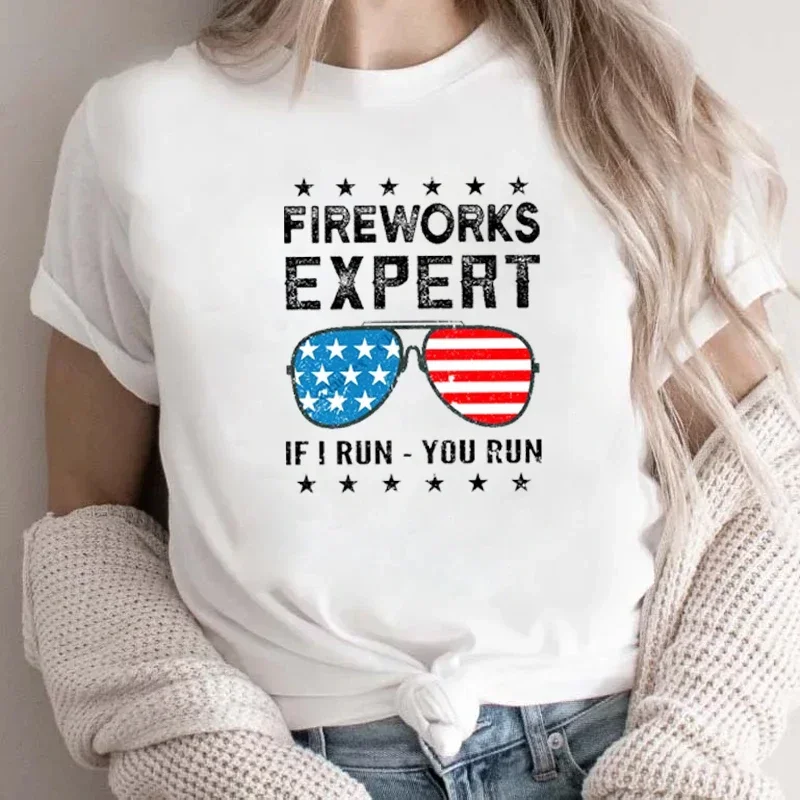 Summer T-Shirts  Fireworks Expert if I Run You Run Graphic T-Shirt  July 4th Fireworks Expert T-Shirt  July 4th Independence Day