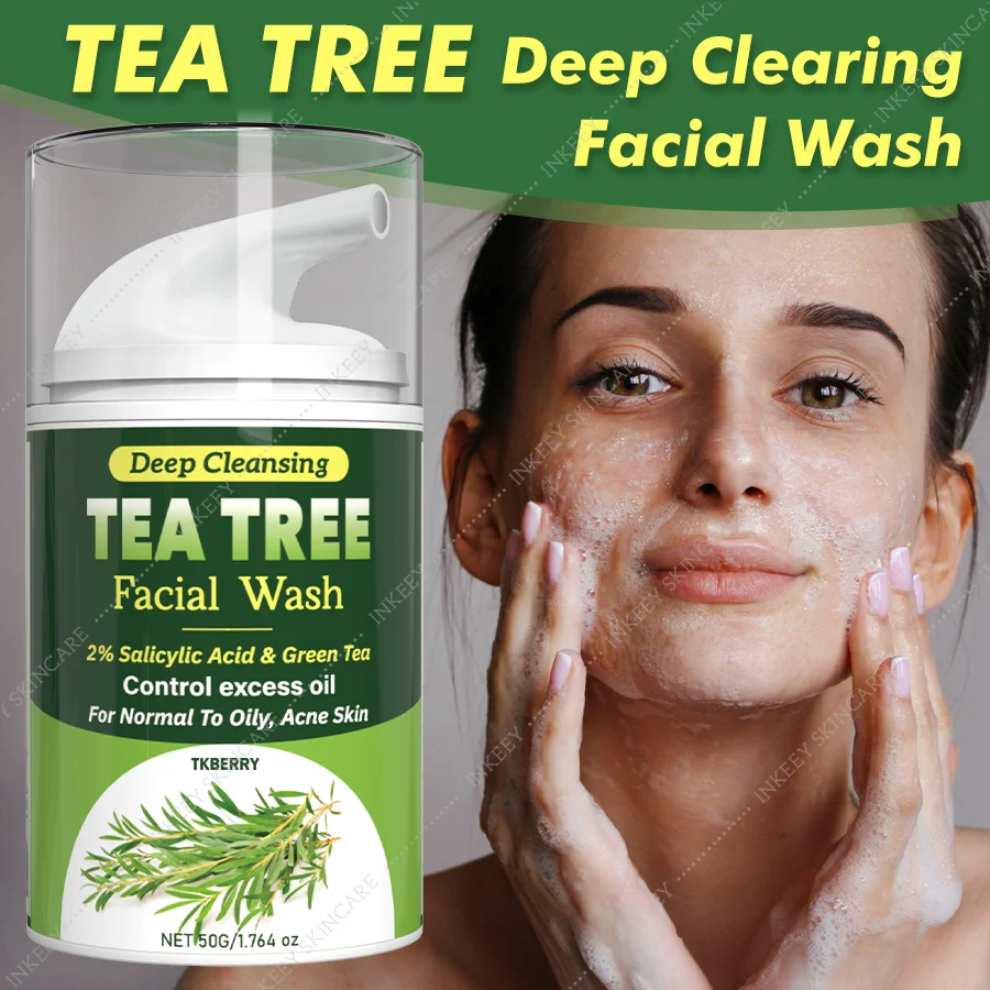 TKBERRY Tea Tree Oil Foaming Facial Cleanser with Salicylic Acid, Clarify, Daily Skin Cleanser for Normal to Oilly Skin