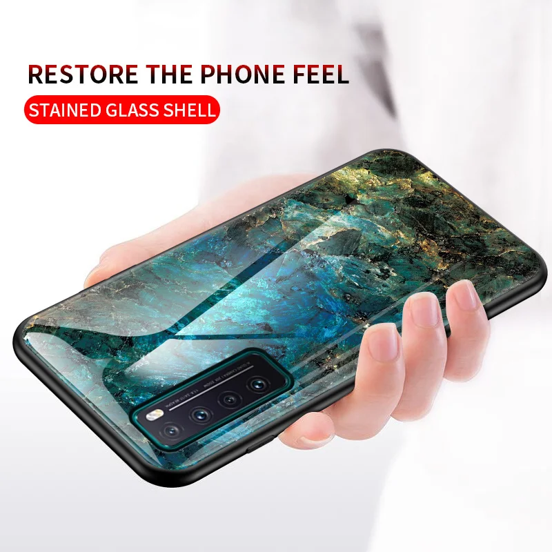 For Huawei Nova 7 5G JEF NX9 Case Marble Tempered Glass Hard Back Cover Phone Case Silicone Bumper for Huawei Nova7 5G JEF-NX9