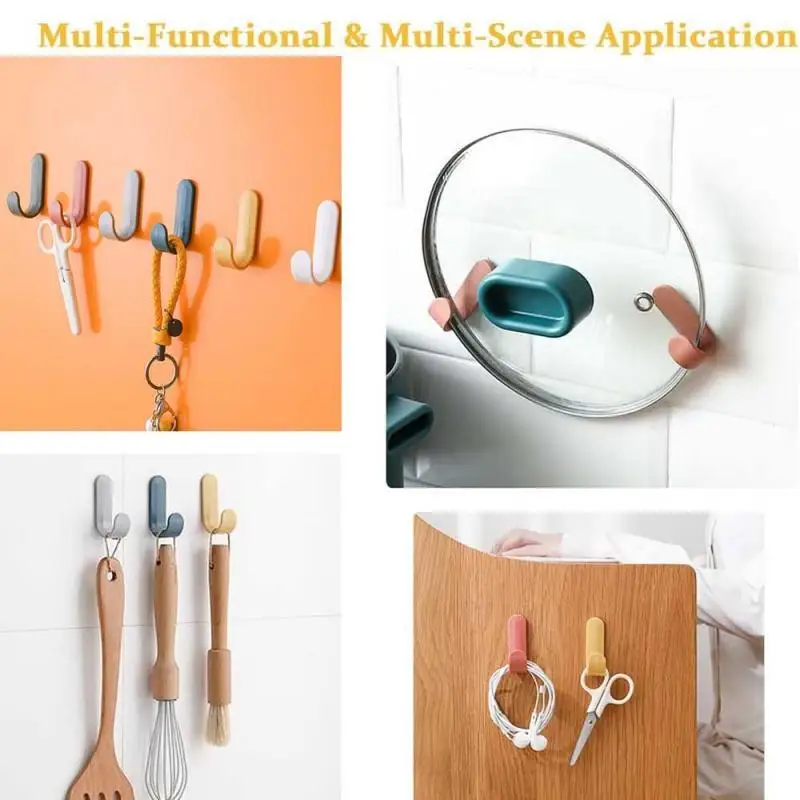 6/12/24Pcs Self Adhesive Strong Wall Hooks Towel Door Key Bag Coat Hook Holder Kitchen Bathroom Accessories Home Organizer