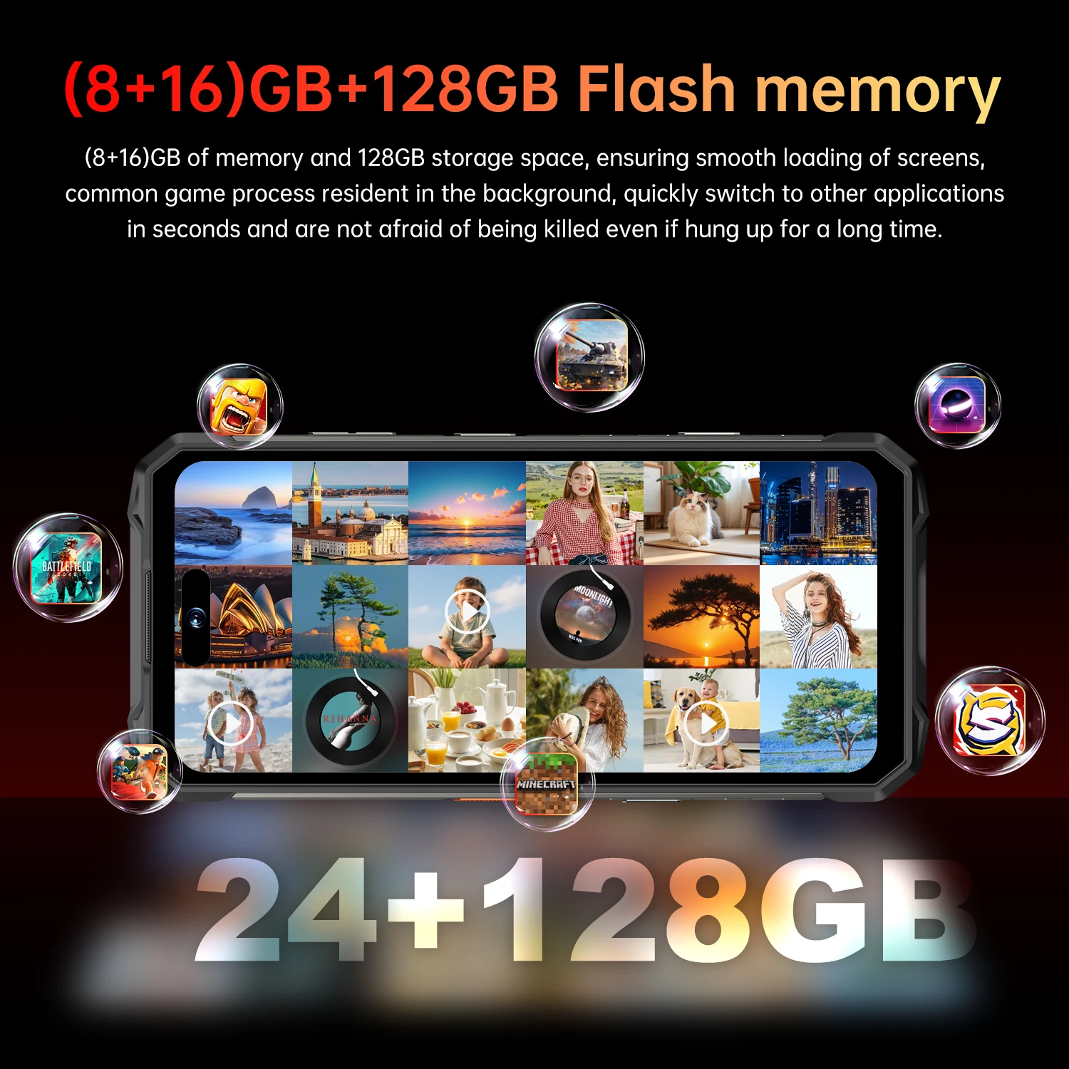 [NEW] IVMI Rugged Phone,24GB+128GB RAM 10000mAh 16PROMAX Dustproof and waterproof mobile phone, Android 15 7.2