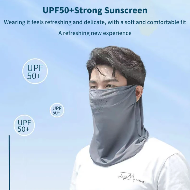 Summer UV Protection Outdoor Neck Wrap Cover Sports Sun Protection Ice Silk Mask Face Cover Neck Wrap Cover Sunscreen Face Scarf