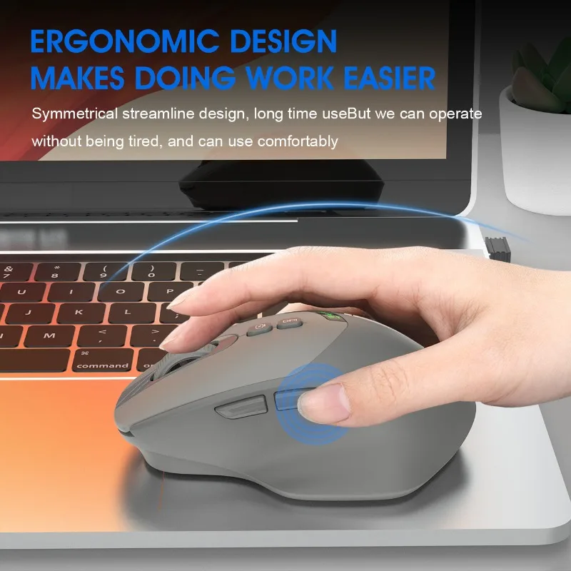 Silent Dual Mode Wireless Charging Mouse with Display Screen DPI Adjustable Multi-function Large Battery Mouse for Laptop PC Mac