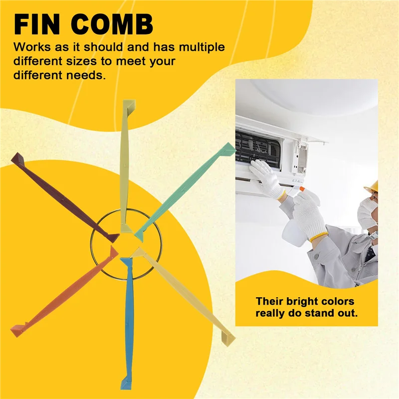 ABLU-FCR6 Ring Fin Comb Set, Air Conditioner Fin Comb Straighten Verdampfer Kondensator Spulen, AC Fin Comb Straightener