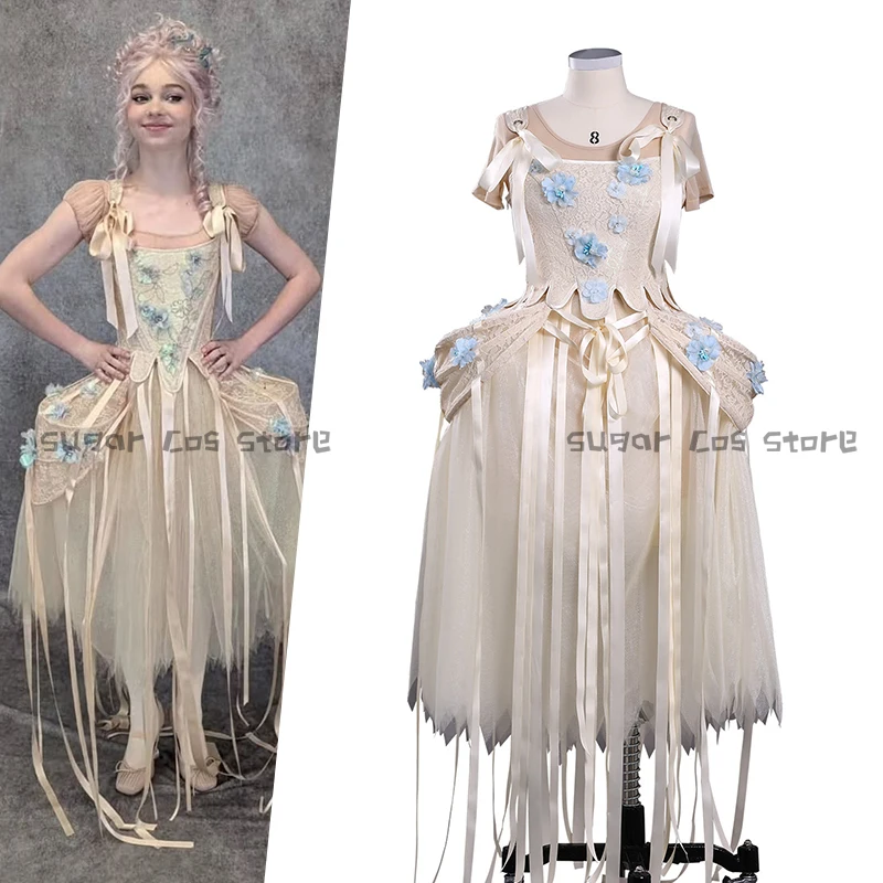 

Movie Wednesday Enid Halloween Costume Apricot-colored Evening Dress For Women Girls Halloween Carnival Party Clothing Props