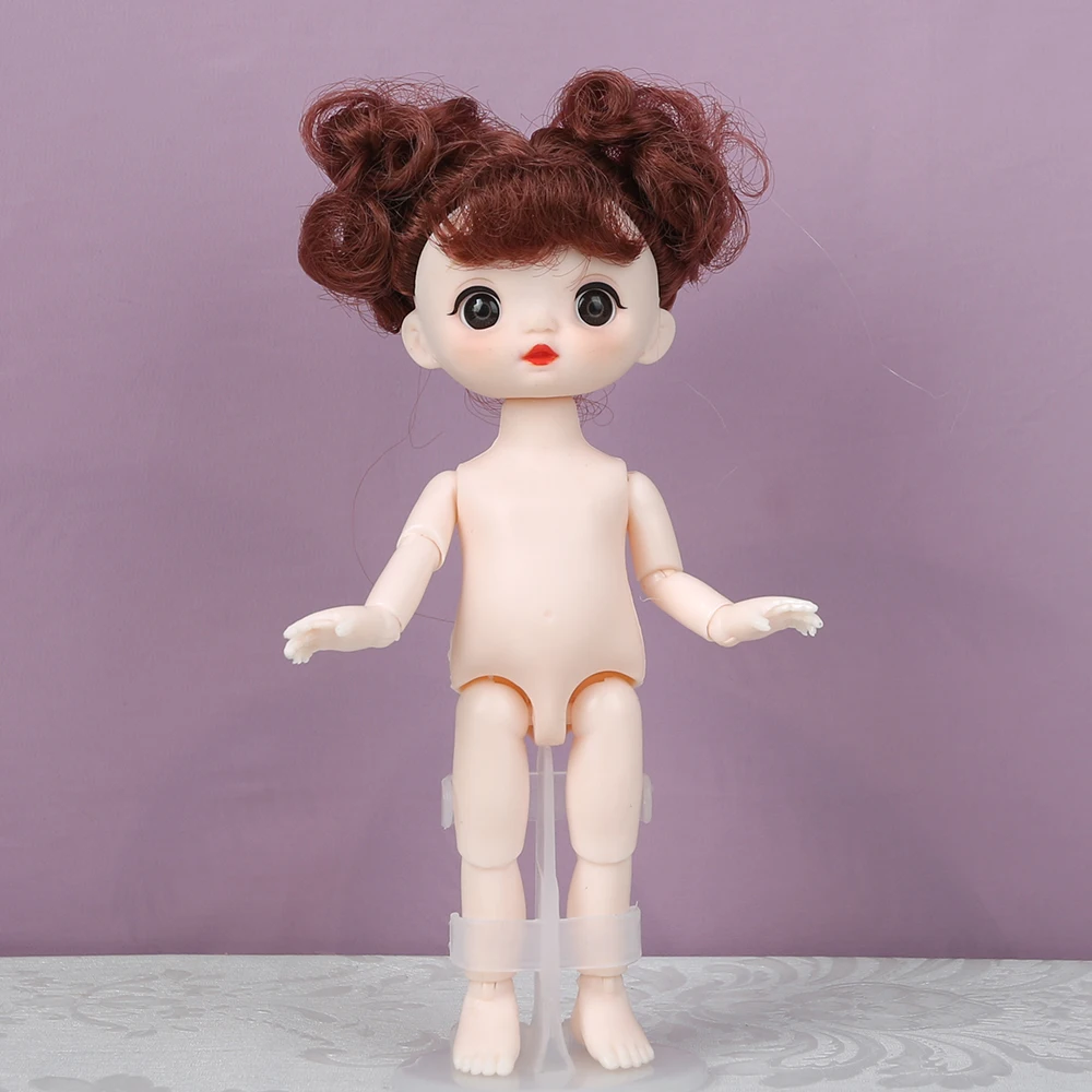 Mini girl cute face 16cm Bjd 1/12 Short Boy Hair Sleeping Pig Naked Body Dress Up Fashion Dolls for Girls Gift DIY Toys