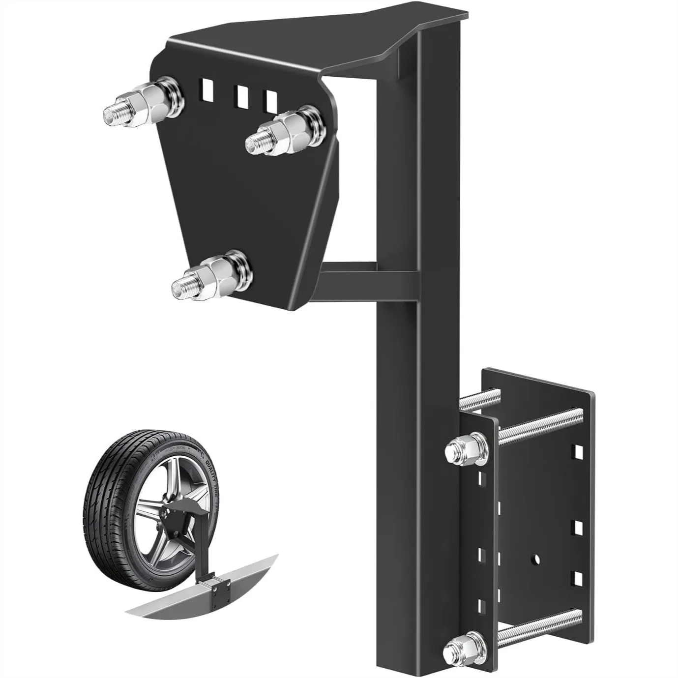 Spare Tire Mount for Utility Trailer, 3-Nut Design Carrier Holds 180 Lbs, Fits 4/5/6 Lug Wheels, Bolt Patterns 4"-5.5"