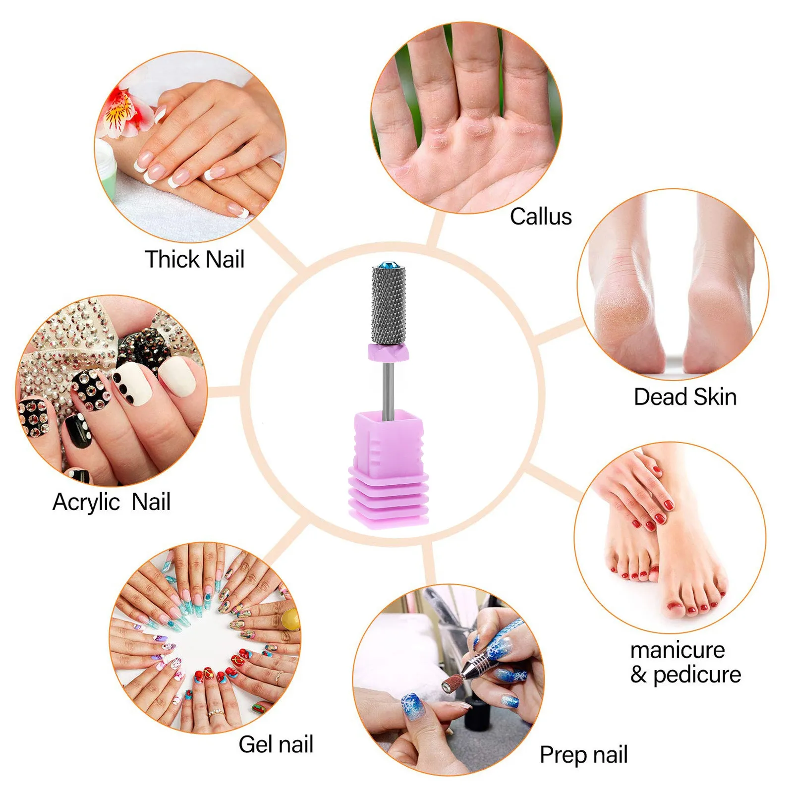 Juego de Brocas de Carburo de Tungsteno para Uñas, para Remover Esmalte de Gel, Accesorios de Manicura, Cuidado de Cutículas, Brocas Eléctricas para Uñas para Salón