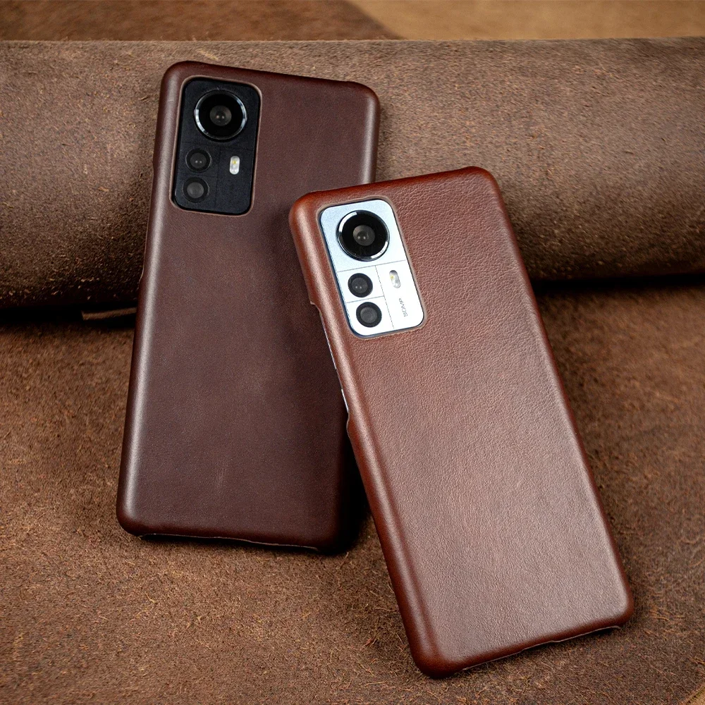 

Hand Made Oil Wax Leather Phone Case For Xiaomi Redmi Note 12 11 10 Series Cover Pattern Genuine Mi 12Pro Plus 11Pro 10Pro 10