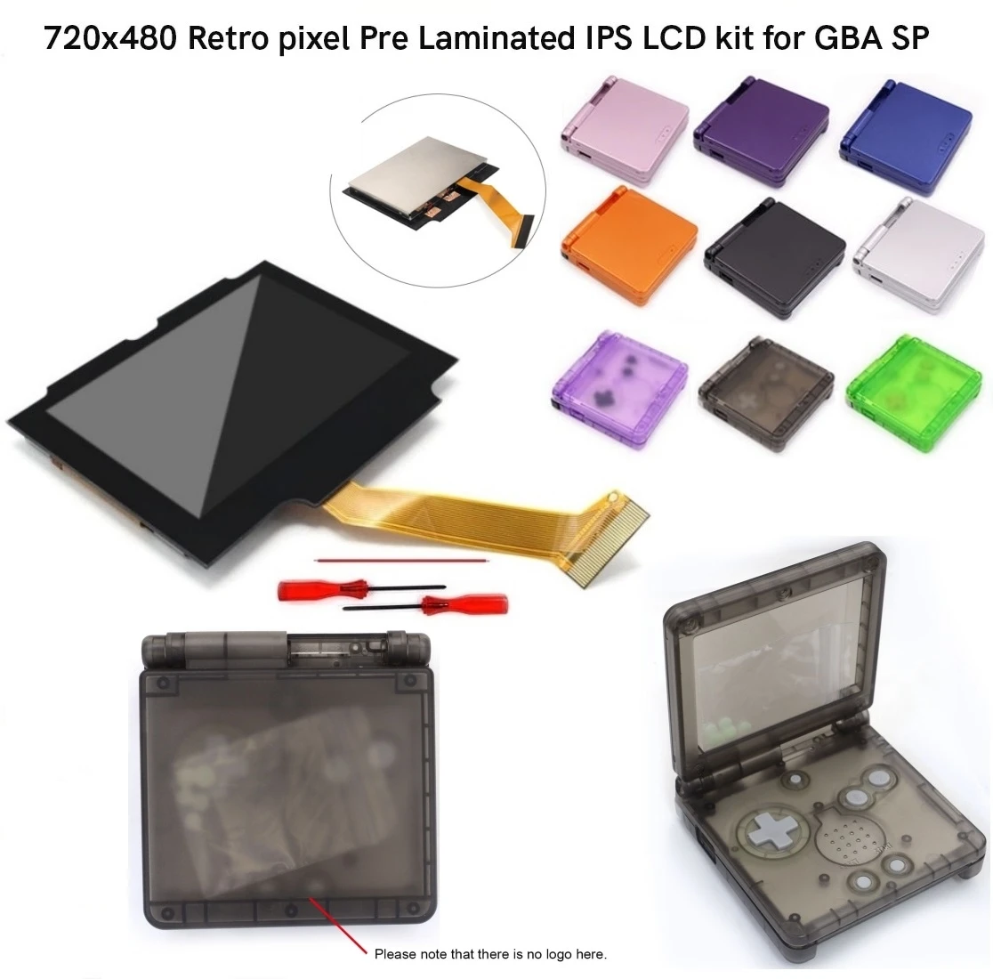 

3.0" Hispeedido V5 Laminated 720x480 Retro Pixel Add Desaturation IPS Backlight LCD Kit+Pre-cut Shell For GBA SP Easy to Install
