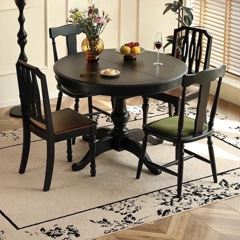 

Suyin living room table, black new solid wood, American telescopic dining table