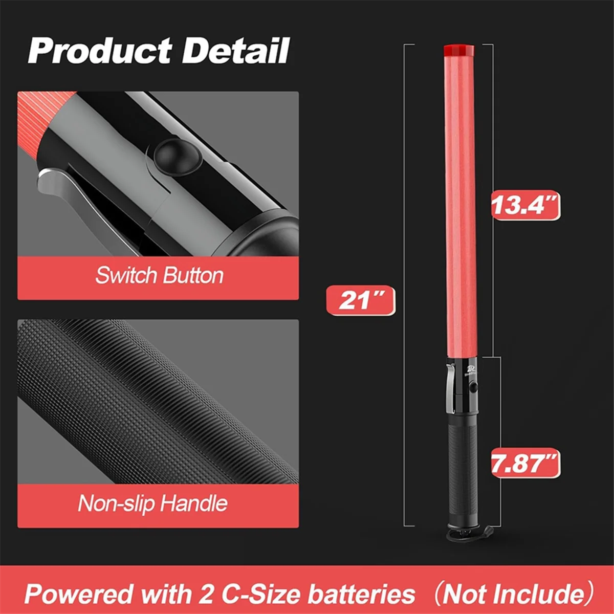 High-end 4Pack Traffic Wand 21Inch Led Traffic Control Wand Safety Light Wand with 2Flashing Modes Air Marshaling Signal Wand