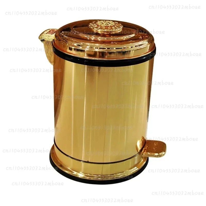 

6L Stainless Steel Antique Trash Can Household Garbage Can with Lid Bronze Waste Bin for Home Office Kitchen Bathroom ZM222