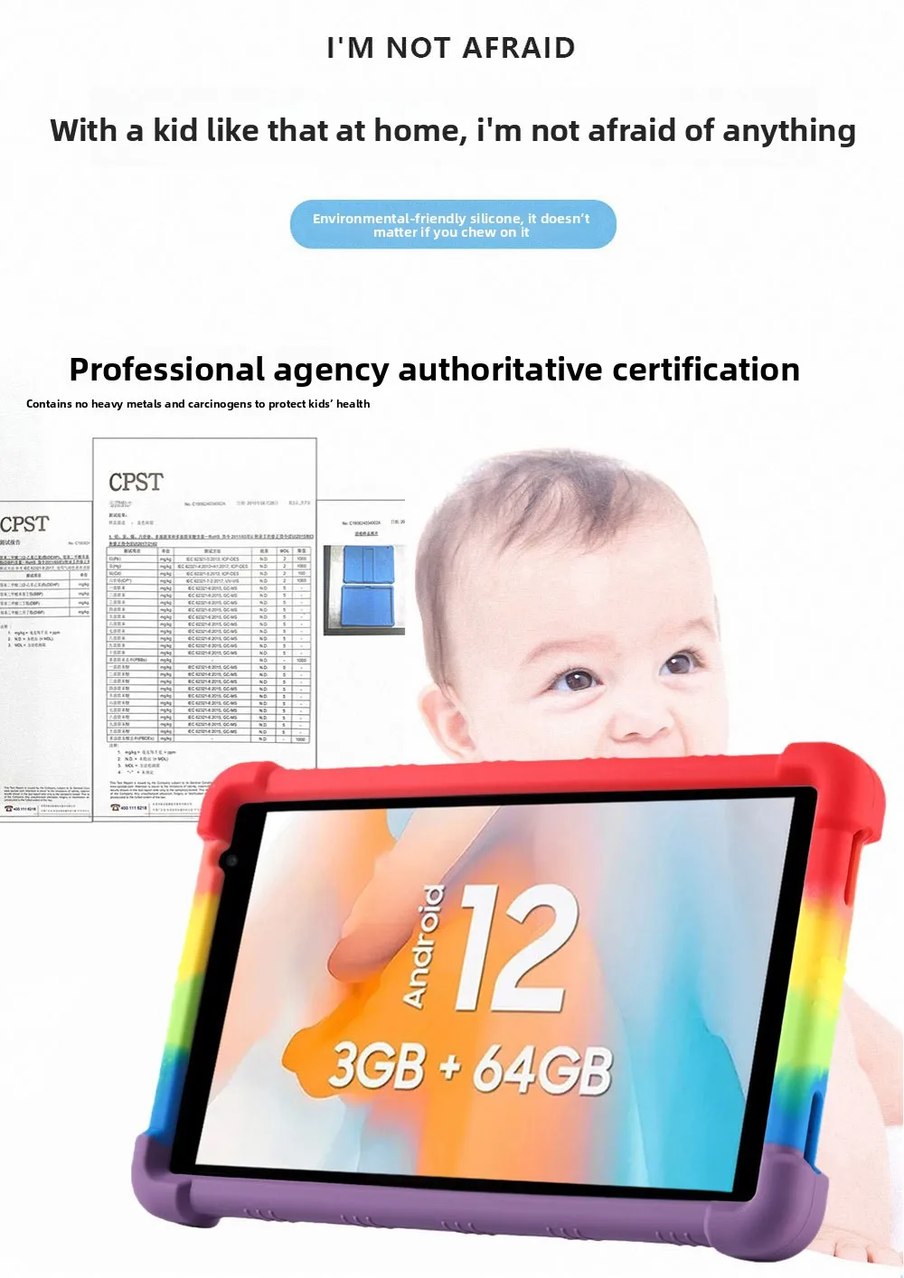 Für Blackview Tab 5 8 Zoll Tablet-Hülle, Silikon-Stoßfänger-Schutzhülle, stoßfest, stoßfest, Ganzkörperhülle für Kinder – Detail 4