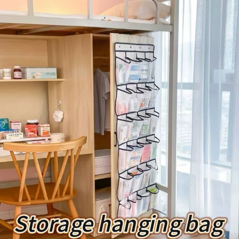 24 Taschen Wandaufbewahrungstasche Clear View Tasche Hängendes Schuh-Organizer-Rack hinter den Türen mit 4 Metallhaken Schuhregal Aufbewahrungstasche
