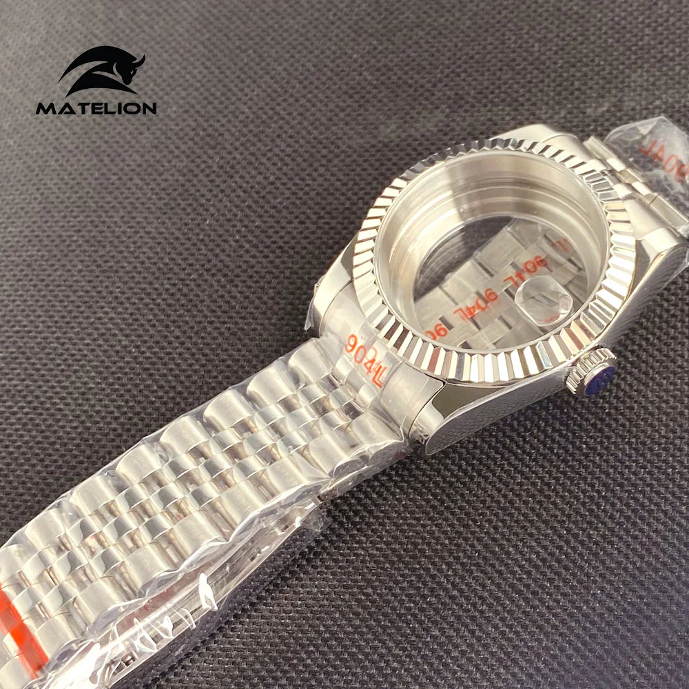 Matelion Silver 36mm 39mm Fluted Curved Watch Case for NH34 NH35 NH36 NH38 NH39 NH70 NH72 ETA2824 PT5000 Jubilee Bracelet