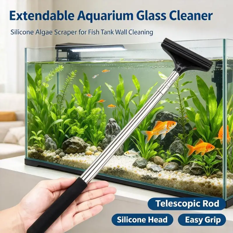 Telescopic Glass Cleaning Tool Anti Fog Water Scraper for Car Rear View Mirror Aquarium Fish Tank Algae Removal Cleaning Tool