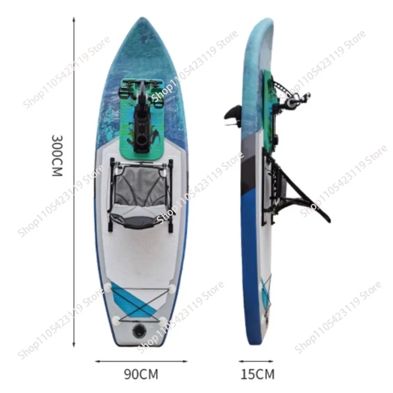 Inflatable  Pedal Fishing Kayak 14ft, PVC Rowing Boat w/ Anti-Leak System & Storage, for River Lake Outdoor Adventure