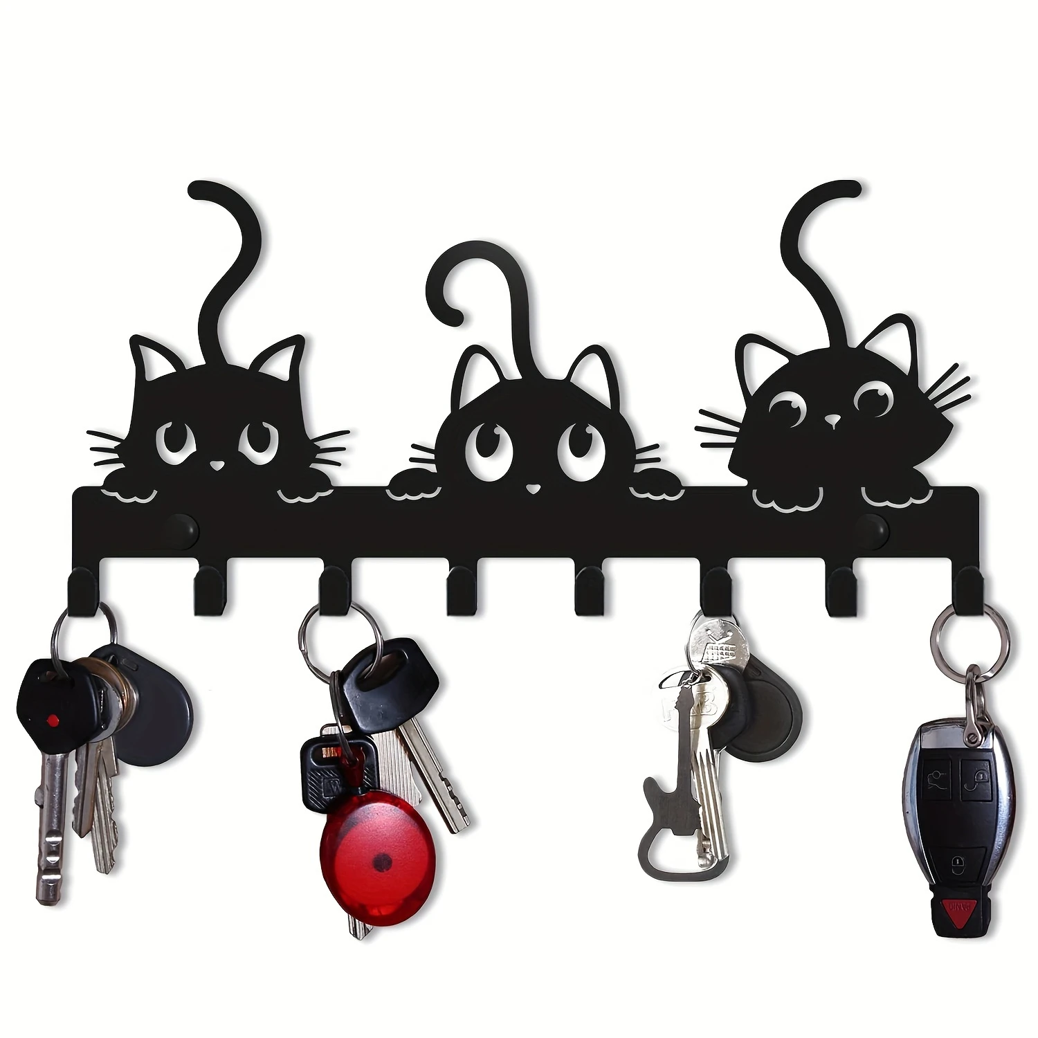 

1pcs Halloween Black Cat Key Rack - Wall Mounted Key Holder for Room Decor and Organization