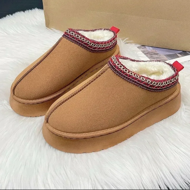 2024 New Women's Wool Slippers Warm Platform Boots Shoes for Women Wool Low-top Snow Boots Slippers Women's Outdoor Anti-Slip