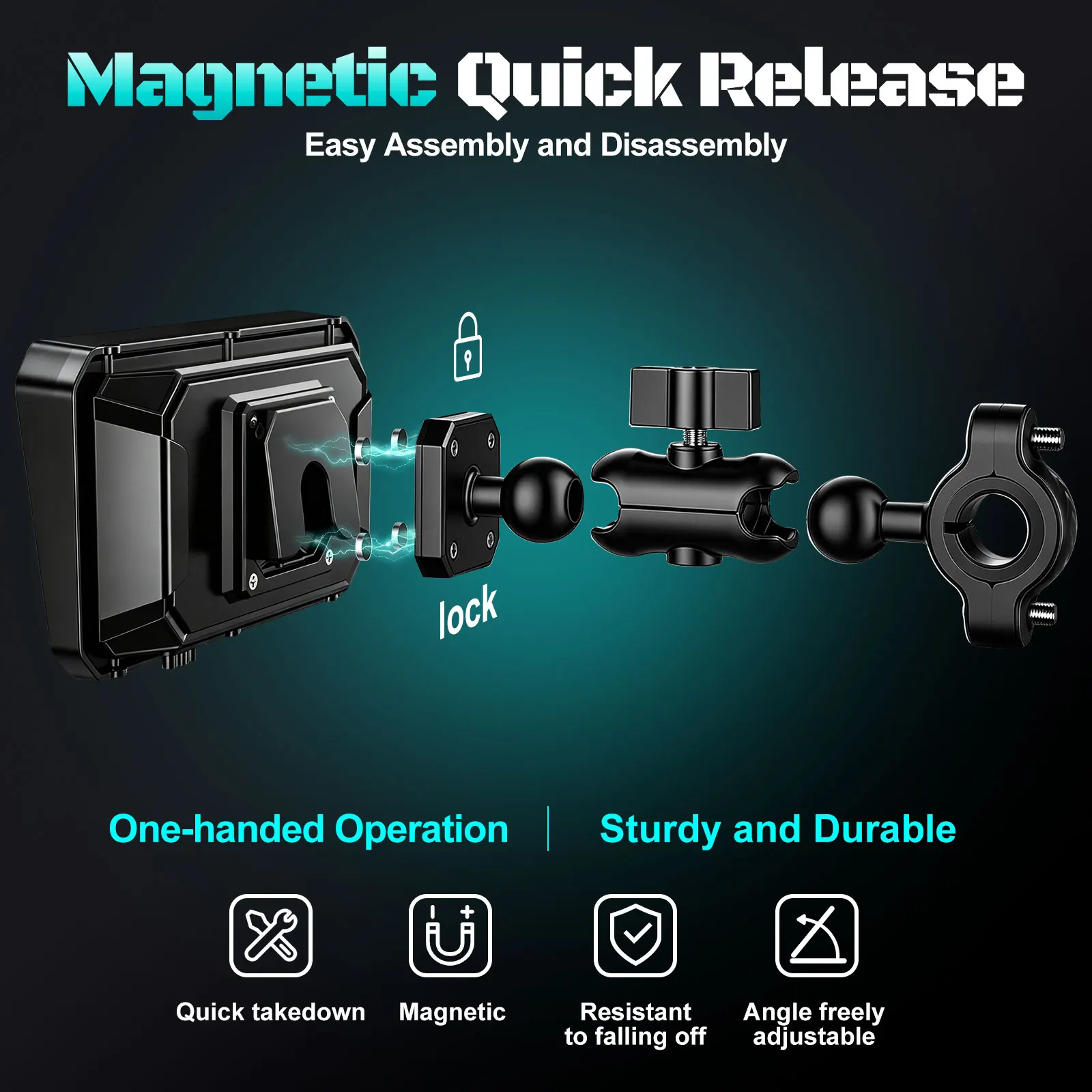 WEUASTE 6-Inch Magnetic Quick-Release Motorcycle Wireless CarPlay Android Auto Smart Navigation Dashboard for All Motorcycles