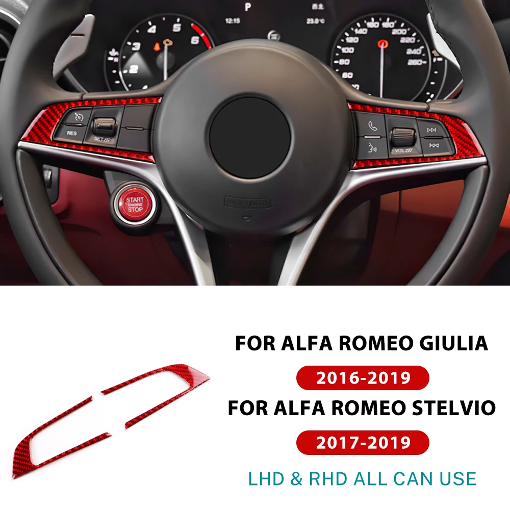 Real Soft Carbon Fiber Sticker For Alfa Romeo Giulia 952 Stelvio 949 2017 2018 2019 LHD RHD Car Steering Wheel Button Frame Trim