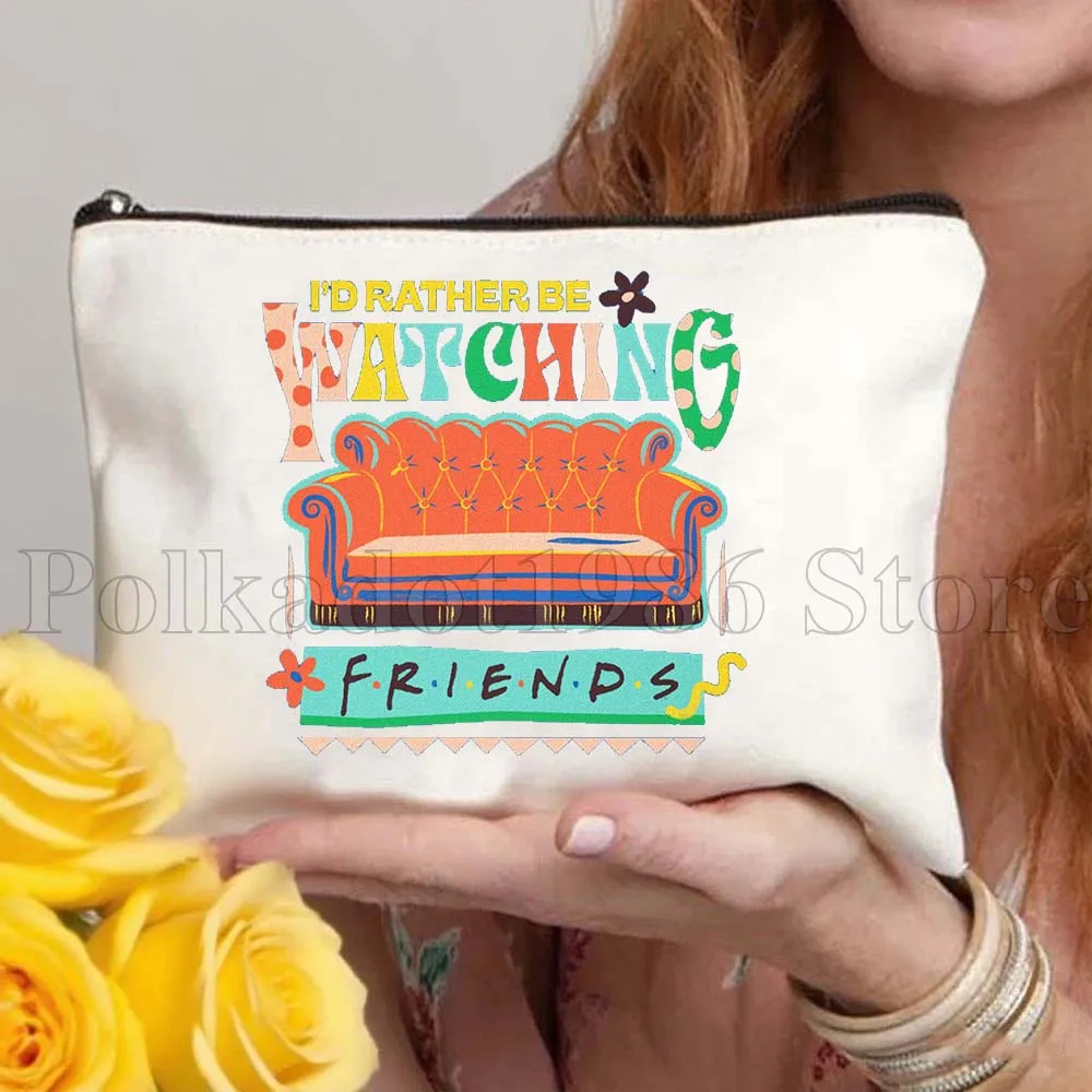 Cute Graphic FRIENDS Central Perk Coffee Gifts Canvas Bag Travel Cosmetic Bag Portable Women Makeup Case Fashion Toiletry Bag