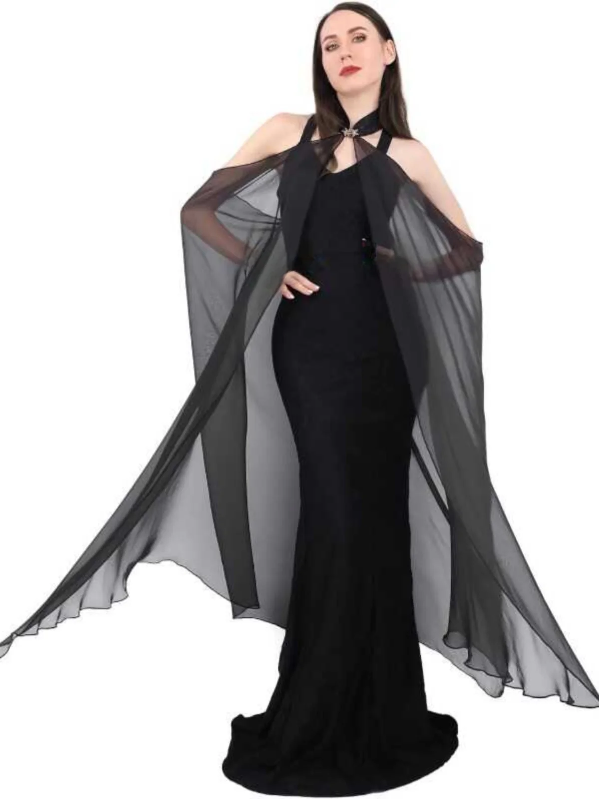 

Длинный шило для косплея на Хэллоуин, женский плащ ведьмы-волшебника, ролевой плащ с воротником-стойкой, костюм для выступлений