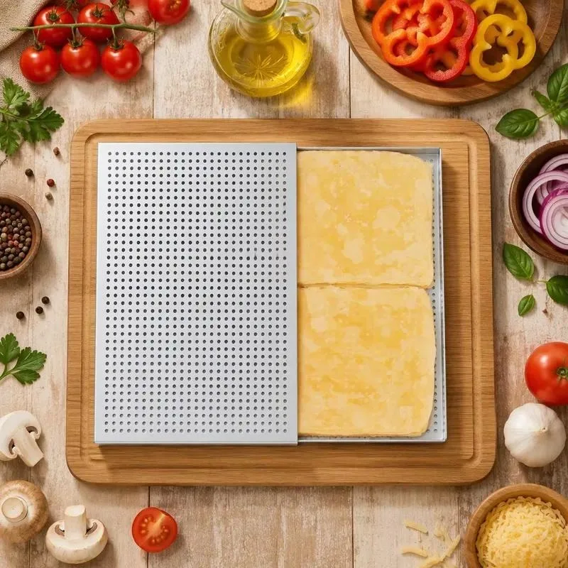 Perforated anodized aluminum baking pan, French, Italian, Russian Napoleon cake baking pan
