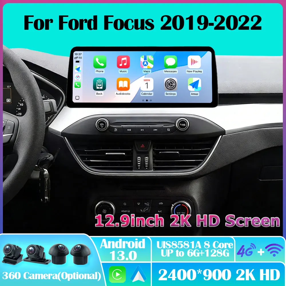 

Автомобильное радио Android 13 для Ford Focus 2019-2022 Carplay, авто мультимедийная стереосистема 360, камера Navi GPS 5G, интеллектуальное видео без 2din HU