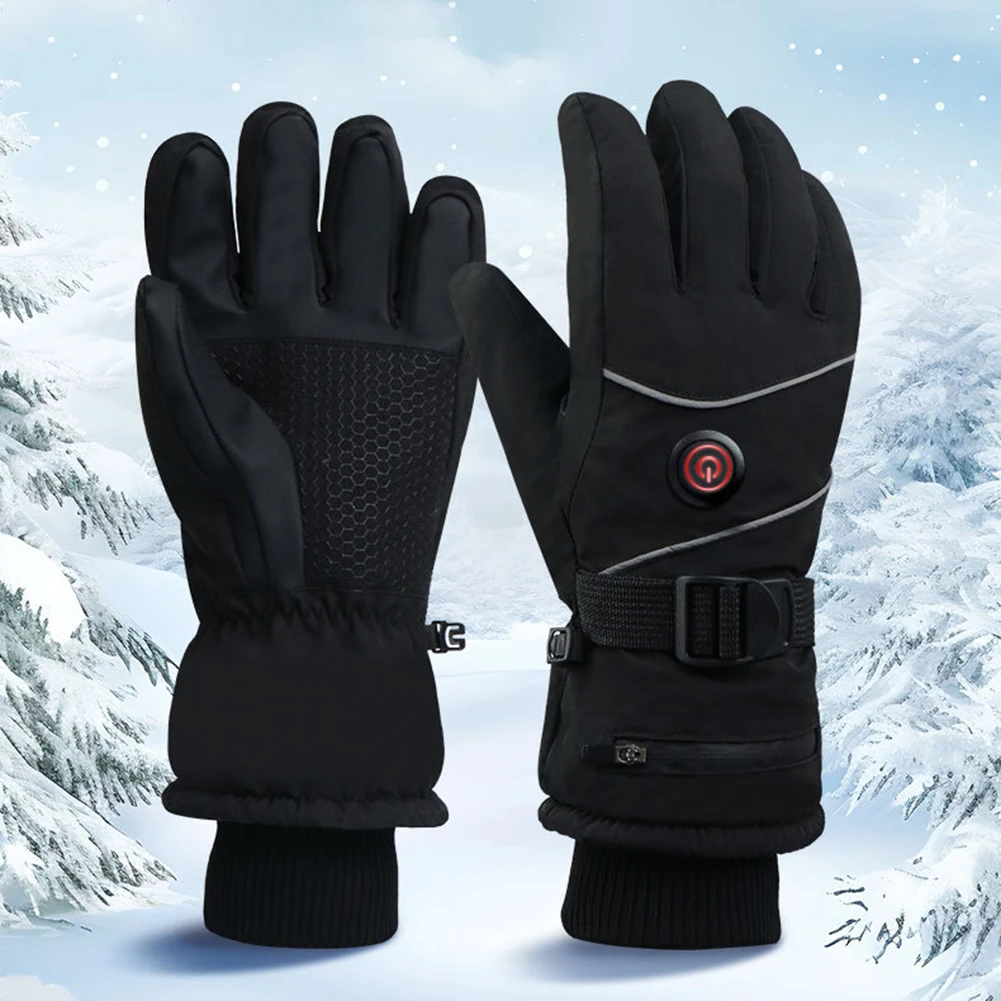 DC Plug in Heating Thermal Gloves 3 Heat Levels Heated Gloves Winter Ski Gloves Waterproof Touch Screen Windproof Heated Gloves