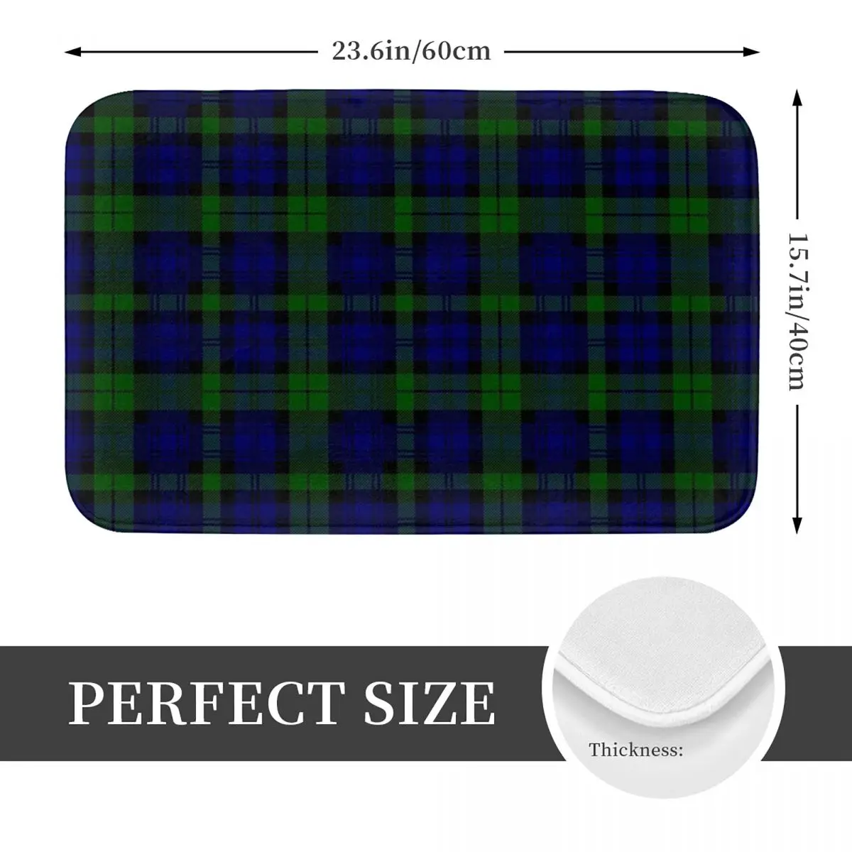 Black Watch Blue Tartan Anti-slip Doormat Floor Mat Dust-proo Carpet Rug for Kitchen Entrance Home Bedroom Footpad Mats