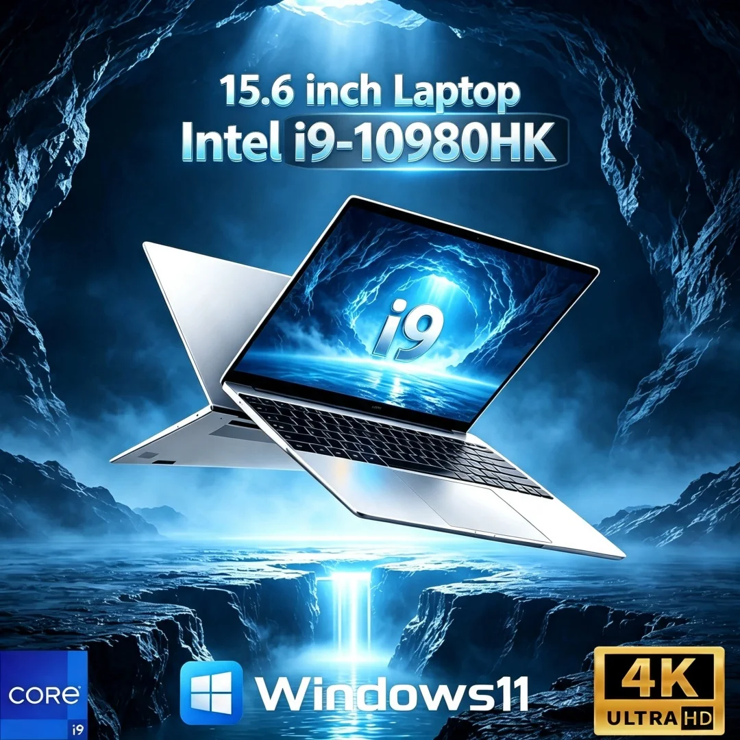 New Ultra Slim Laptop Intel i9-10980HK 15.6" 32GB RAM 2TB SSD Gaming PC Office Study Computer PC Windows 11 Pro