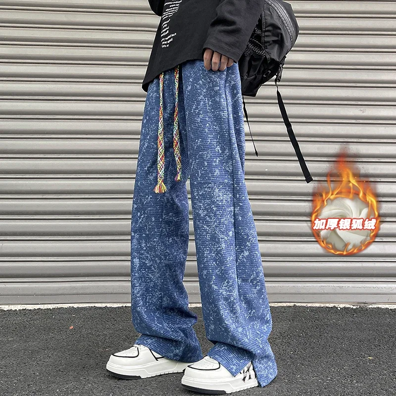 

Sweatpants Wide Pants Baggy Pants Men Men's Clothing 2024 Streetwear Winter High Quality Brand New Straight Thickening