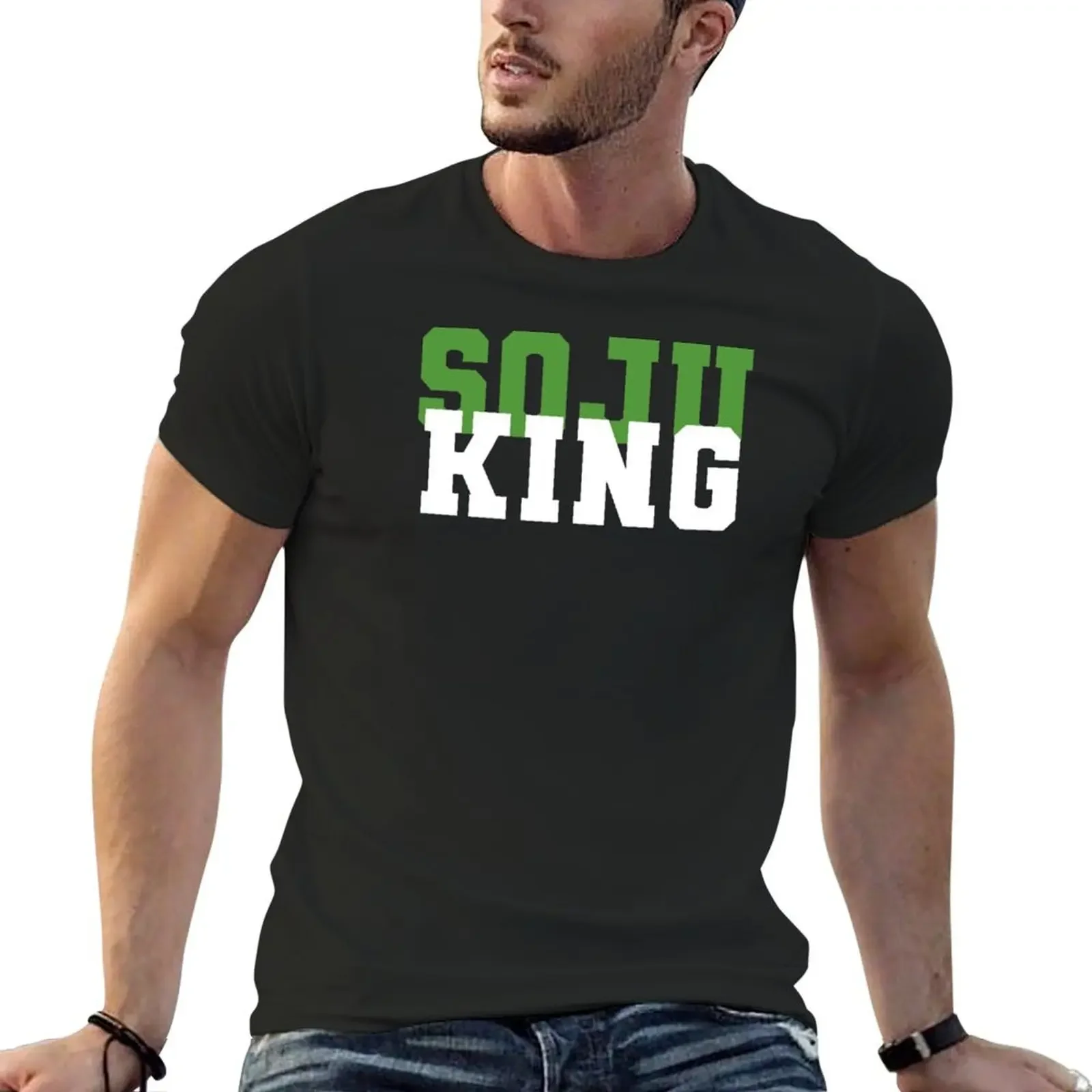 Soju King Hangul Korean Soju Kdrama K-pop T-Shirt cheap stuff vintage clothes new edition Men's t-shirt