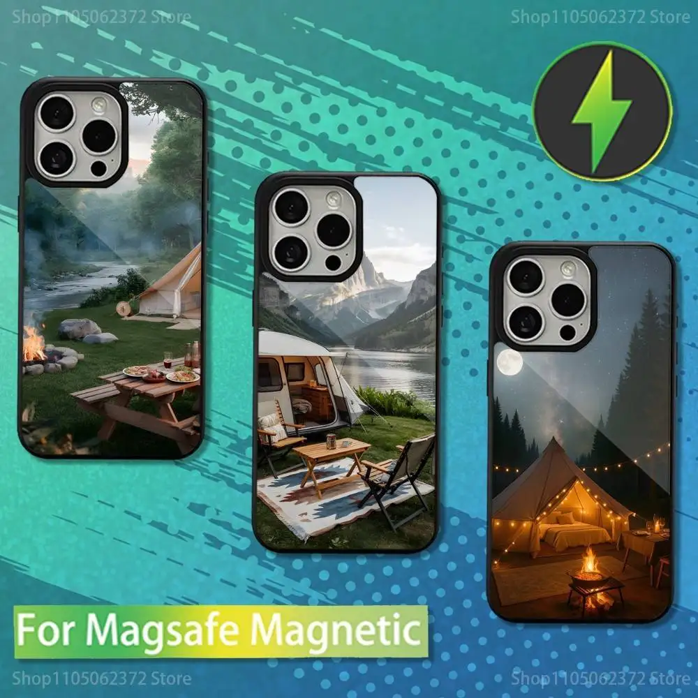 

Mountain Outdoor Camping Phone Case For iPhone 16,15,14,13,12,11,Pro,Max,Plus,Mini,Magsafe,Magnetic Wireless Charging Case