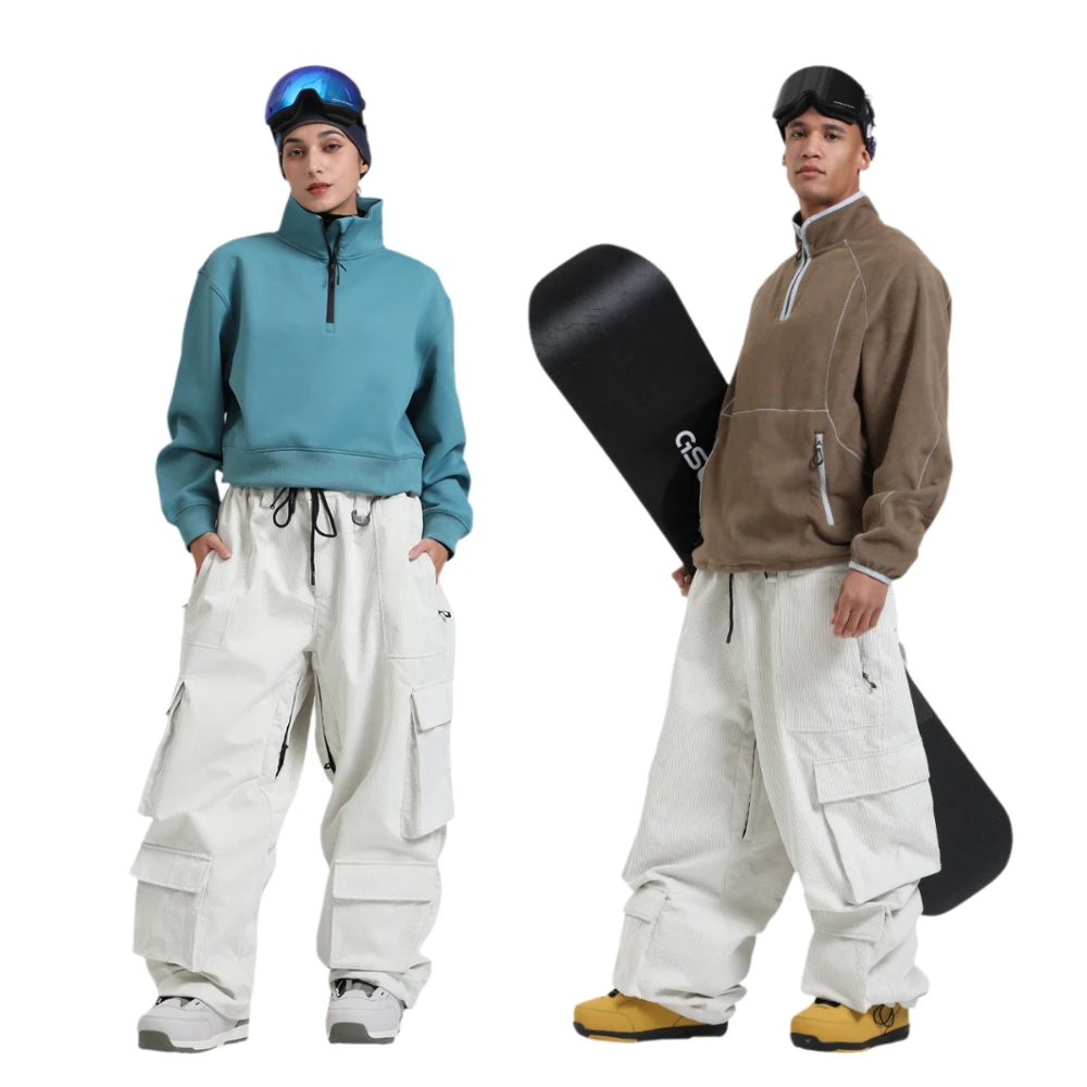 

Baggy Style Breathable Waterproof Windproof Ski Trousers Clothes Multi Pockets Outdoor Cotton Pencil Skiing Sport Pant Britches