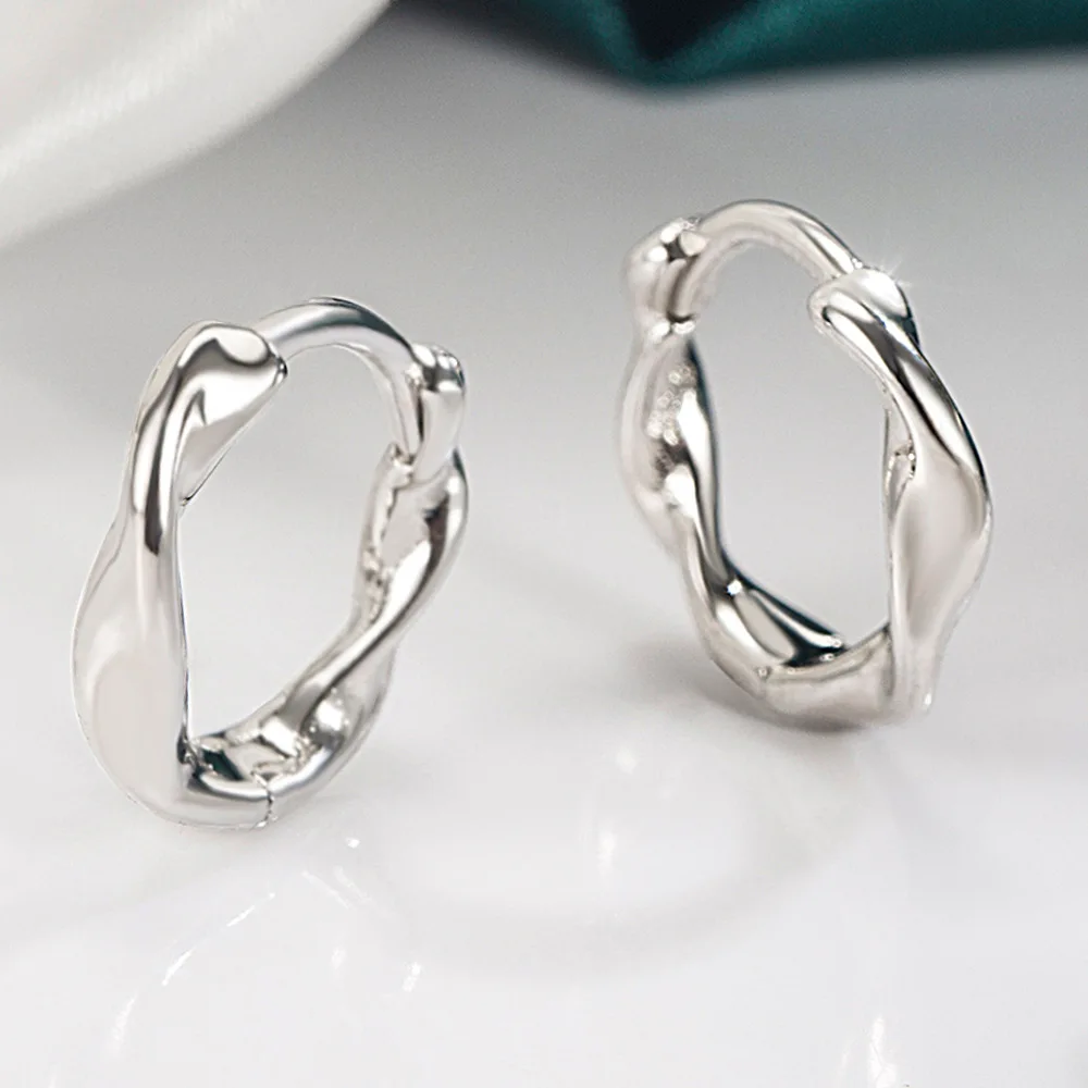 Charming 925 Sterling Silver Exquisite and Simple Wave Earrings for Women, Fashionable Wedding Party Jewelry