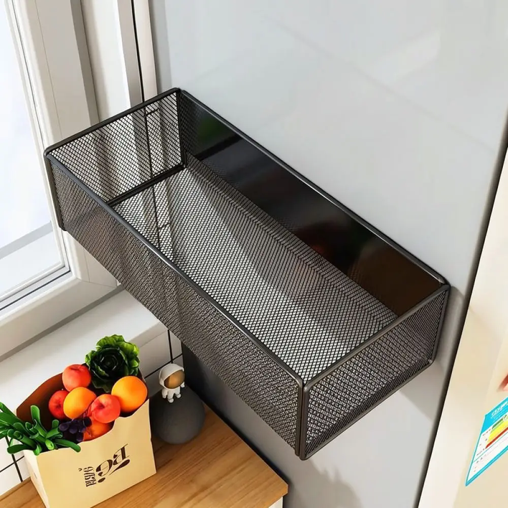 Magnetic Wall Organizer Shelf For Fridge Side Metal Storage Rack Holder Kitchen Entrance Key Mask Umbrella Hanging Basket