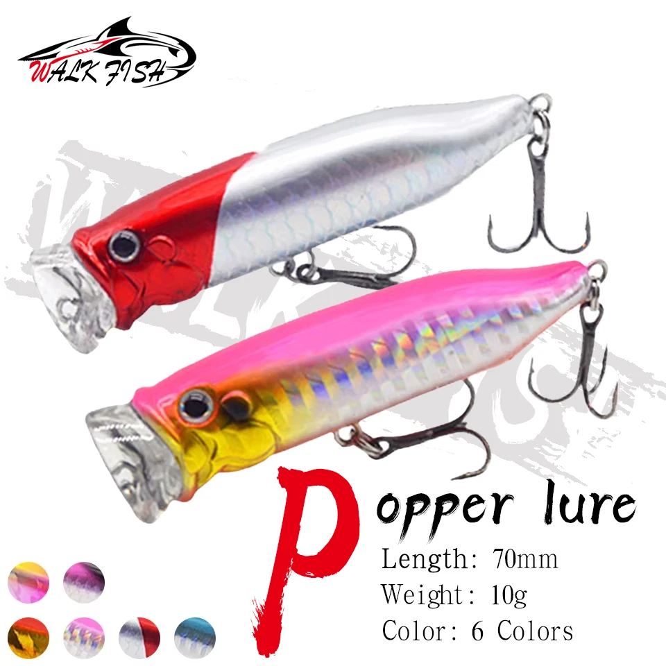 WALK FISH 1 Stück 7cm 10g Popper-Köder Oberflächenköder Süßwasser-Barsch Wellen-Simulationsköder Wobbler Oberflächen-Hartköder Künstlicher Köder