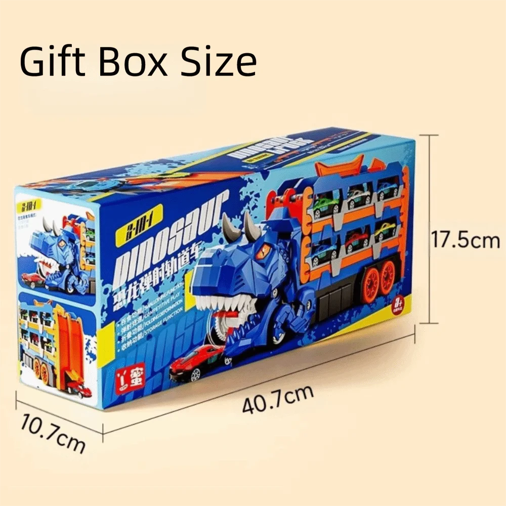 Opvouwbare baan Dinosaurus opvouwbare vrachtwagen Metalen miniauto's Gegoten raceauto's Dinosaurus racebaan transformerend