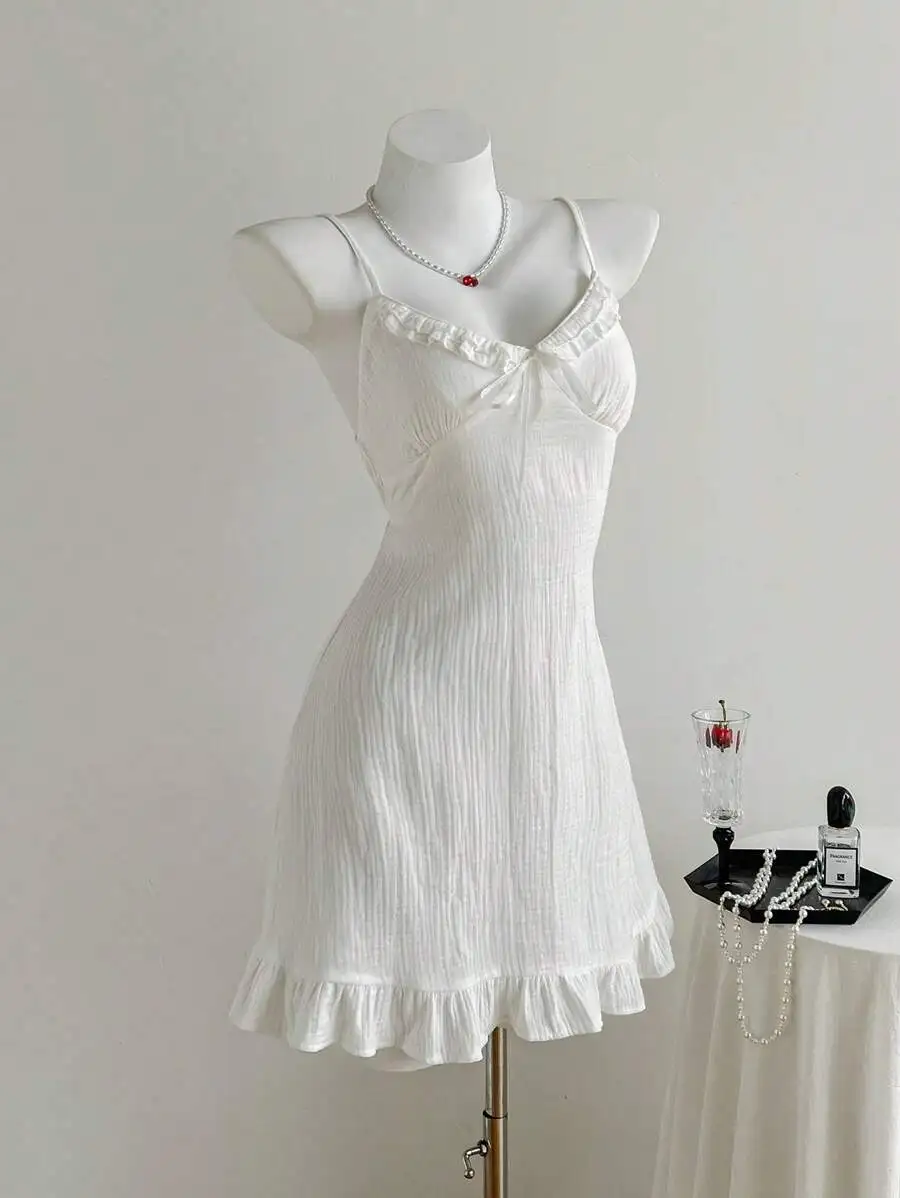 

Women Summer Casual Solid Color Spaghetti Strap Mini Dress